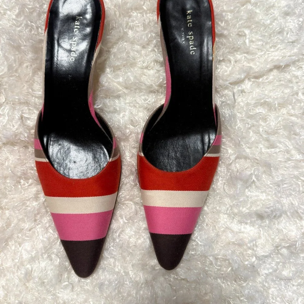 KATE SPADE ♠️ Vintage Classic Stripe BUNDLE Bucket, Cosmetic & Mules 8 N/Narrow